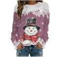 thumbnail image 1 of ZXLBBD Women's Fall Winter Christmas Snowflake Snowman Printed Round Neck Shoulder Long Sleeve Sports Active Sweatshirts Casual Outdoor Cozy Daily Wear, 1 of 4