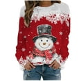 thumbnail image 1 of ZXLBBD Women's Fall Winter Christmas Snowflake Snowman Printed Round Neck Shoulder Long Sleeve Sports Active Sweatshirts Casual Outdoor Versatile Daily Wear, 1 of 4