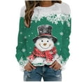 thumbnail image 1 of ZXLBBD Women's Fall Winter Christmas Snowflake Snowman Printed Round Neck Shoulder Long Sleeve Sports Active Sweatshirts Casual Outdoor Versatile Daily Wear, 1 of 4