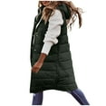 thumbnail image 1 of ZXLBBD Women's Long Sleeve Fall Winter Coat Vest with Hood Sleeveless Warm Down Coat with Pockets Quilted Vest Down Jacket Quilted Jacket, 1 of 7