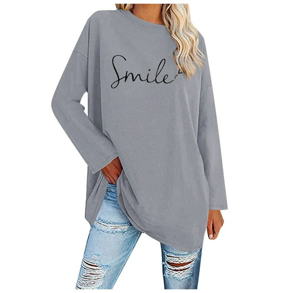 ZXLBBD Women's Pure Color Round Neck Long Sleeve Top Casual Outdoor Relaxed Fit Daily Wear