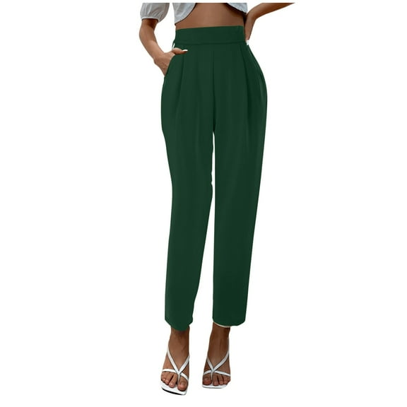 ZXLBBD Women's Satin High Waisted Pants Fitting Slacks with Silk Pockets Casual Outdoor Comfort Daily Wear