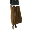 thumbnail image 1 of ZXLBBD Women's Skirt Fall Winter Cord Skirt Women Vintage Midi Long Skirts Female Elastic Waist A Line Pleated Skirt Casual Outdoor Loose Fit Daily Wear, 1 of 6