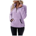 thumbnail image 1 of ZXLBBD Women's Solid Color Half Zip Long Sleeve Hoodie Casual Outdoor Loose Fit Daily Wear, 1 of 6