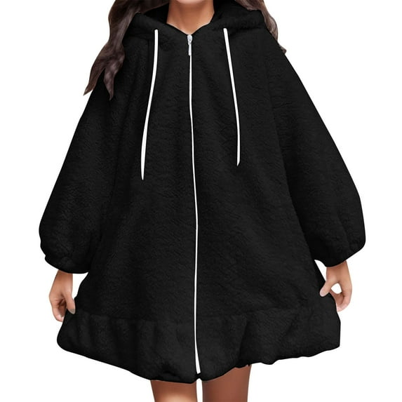 ZXLBBD Women's Solid Color Sweatshirts Bunny Cute Hoodie Thicken Blouse Top Casual Outdoor Loose Fit Daily Wear
