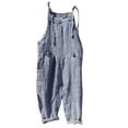 thumbnail image 1 of ZXLBBD Womens Striped Linen Jumpsuits Summer Fit Adjustable Strap Sleeveless Overalls Harem Wide Leg Bib Pants Casual Outdoor Comfort Daily Wear, 1 of 7