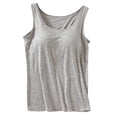 thumbnail image 1 of ZXLBBD Womens Tank Tops with Built In Bras Summer Crew Neck Sleeveless Camisole Plus Size Padded Workout Tops Casual Outdoor Relaxed Fit Daily Wear, 1 of 4