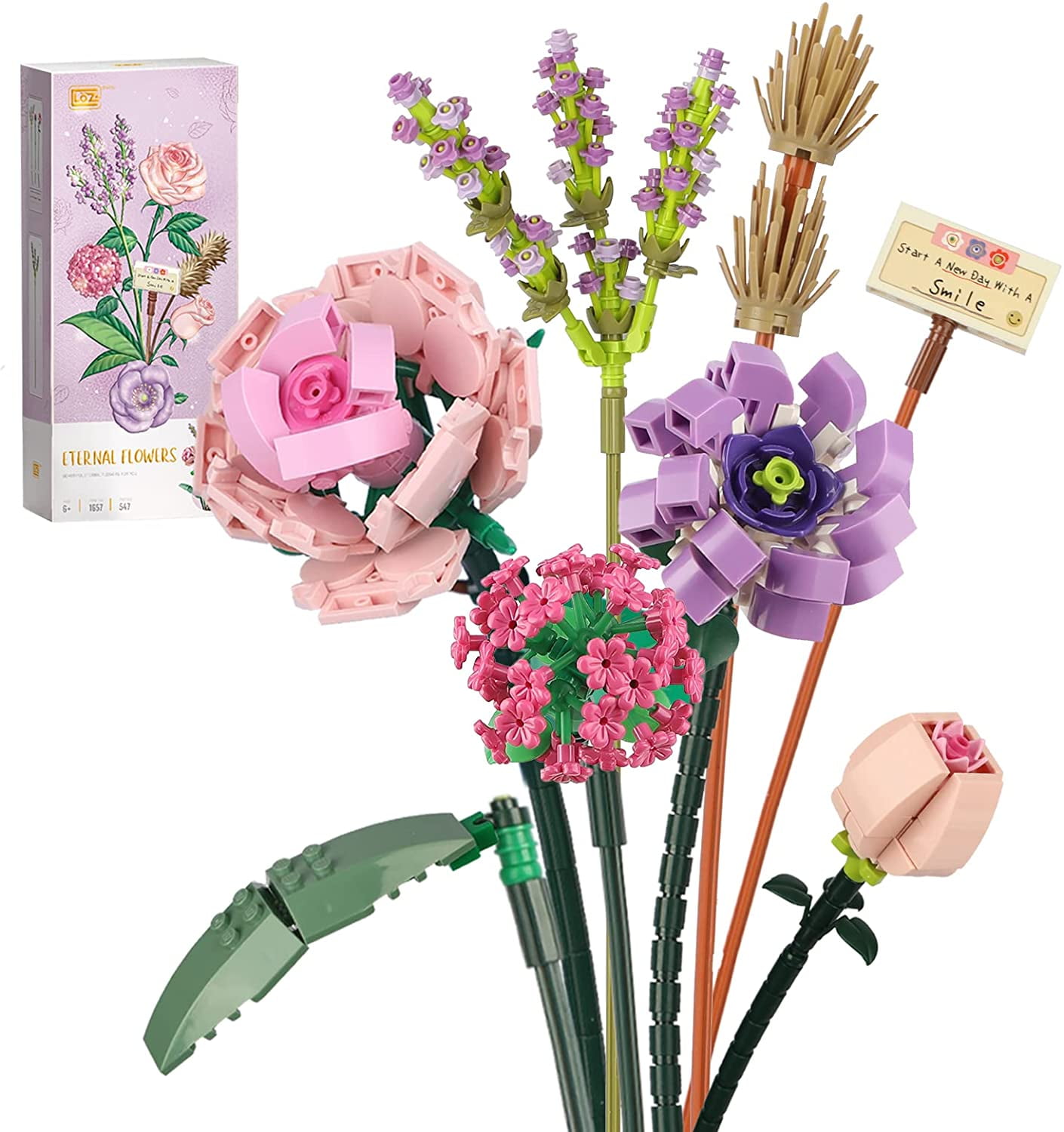 ZXM Mini Bricks Flower Bouquet Building Sets, Artificial Flowers, DIY ...