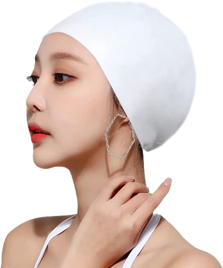 ZXM Swim Cap Swimming Cap Pure White Swim Cap for Men Women
