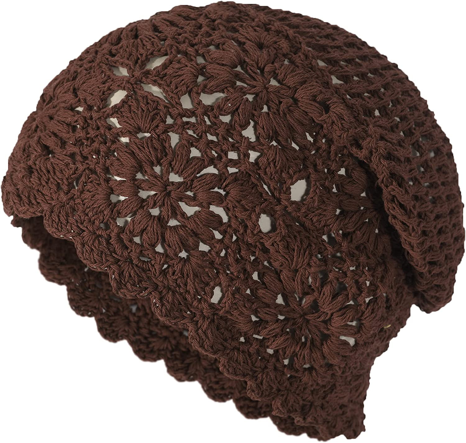 M ZXM Women Cotton Crochet Slouchy Beanie Hat Handmade Knit Cutout