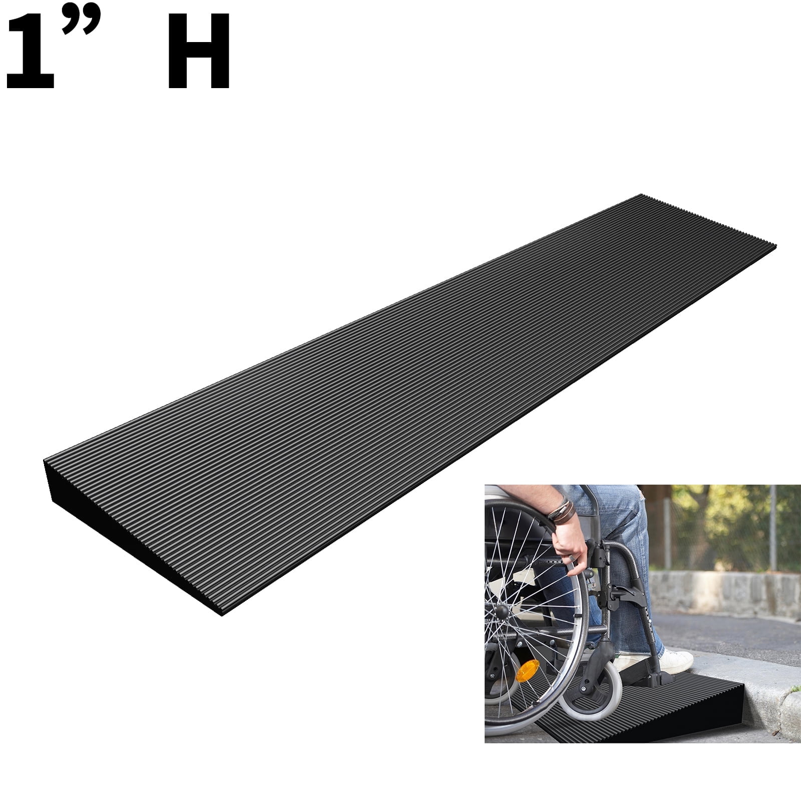 ZXMT Durable Rubber Power Wheelchair Ramp, 1
