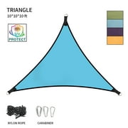 ZXMT 10*10*10ft Triangle Sun Shade Sail Outdoor 95%UV Block Protection Blue Shade Cloth