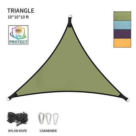 ZXMT 10*10*10ft Triangle Sun Shade Sail Outdoor 95%UV Block Protection Green Shade Cloth