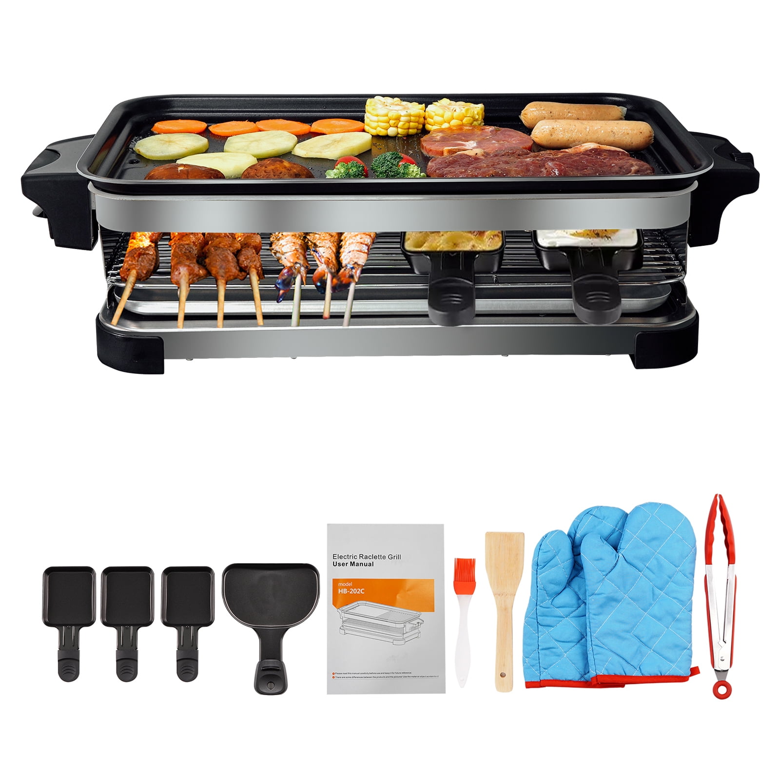 220V Electric BBQ Grill Smokeless Electric Griddle Mini Grill Pan Raclette  Grills Barbecue Roast Baking Pan 5 Gear Mode 450W