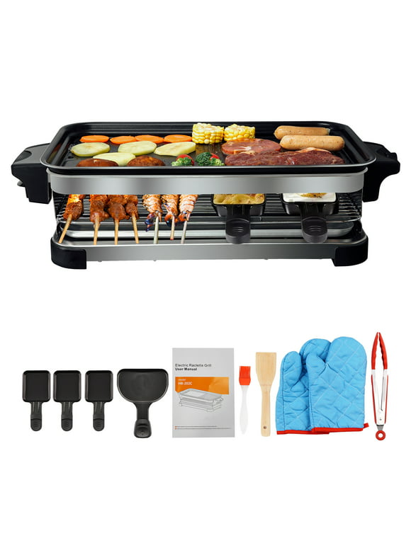 ZXMT 3-in-1 Electric Griddle 1600W Smokeless Indoor Grill Non-Stick Hot Pot BBQ Grill Combo with 4 Dishes