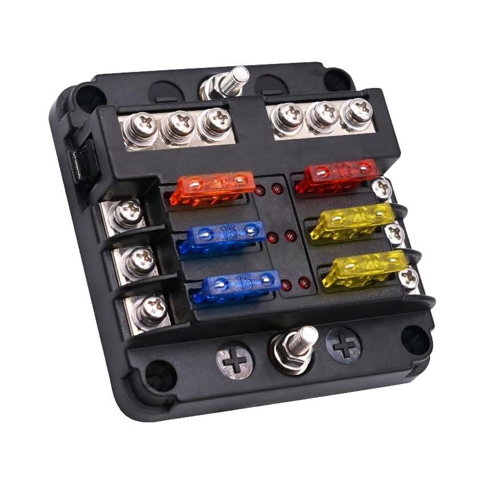 ZXMT 6 Ways Car Marine Fuse Block Muhize Vehicle Boat Fuses Box with