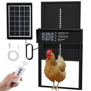 Automatic Chicken Coop Door Solar Powered Auto Chicken Door with Timer & Light Sensor, Anti-Pinch & Alert, LCD Screen, Remote Control Aluminum Waterproof,Black