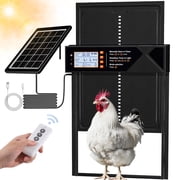 Automatic Chicken Coop Door Solar Powered with Timer & Light Sensor, Remote Control, LCD Display, Anti-Pinch & Alert, 4 Modes Aluminum Alloy Auto Chicken Coop Door Solar, Upgrad Large Door