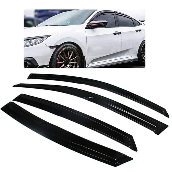 Rain Guards Side Window Visor Vent Outside Mount, 4PCS Fits 2016 2017 2018 2019 2020 2021 Honda Civic （4PCS-4 Door Sedan）