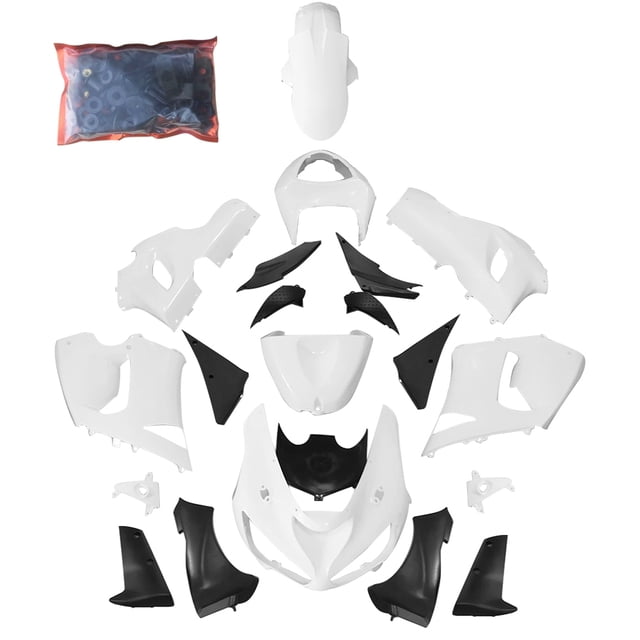 TCMT Unpainted Fairing Kit For Kawasaki Ninja ZX6R 2005-2006 – White ABS Plastic W/ Free Windscreen