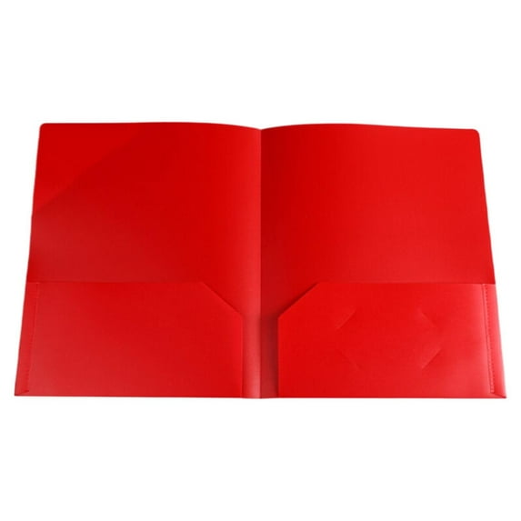 ZXNWN 2-Pocket Paper Folder, Plastic Folders, Red Plastic Poly Folders with Prongs for School Office, Letter Size