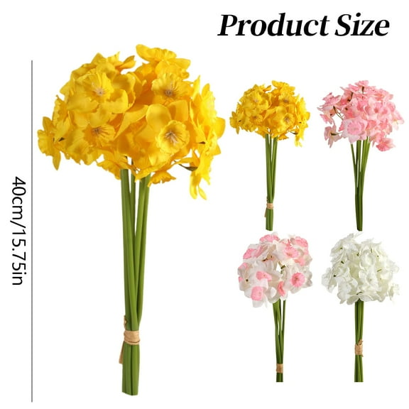 ZXNWN Clearance Artificial Daffodils Bouquet Flowers for Home Decor Wedding Spring Table Centerpiece Faux Arrangement