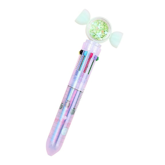 ZXNWN Clearance! Pencils 10-color click sequin ballpoint pen (candy style) green lemon Ballpoint Pen Push Type 10color Allinone Color Multifunction Marker 1ML