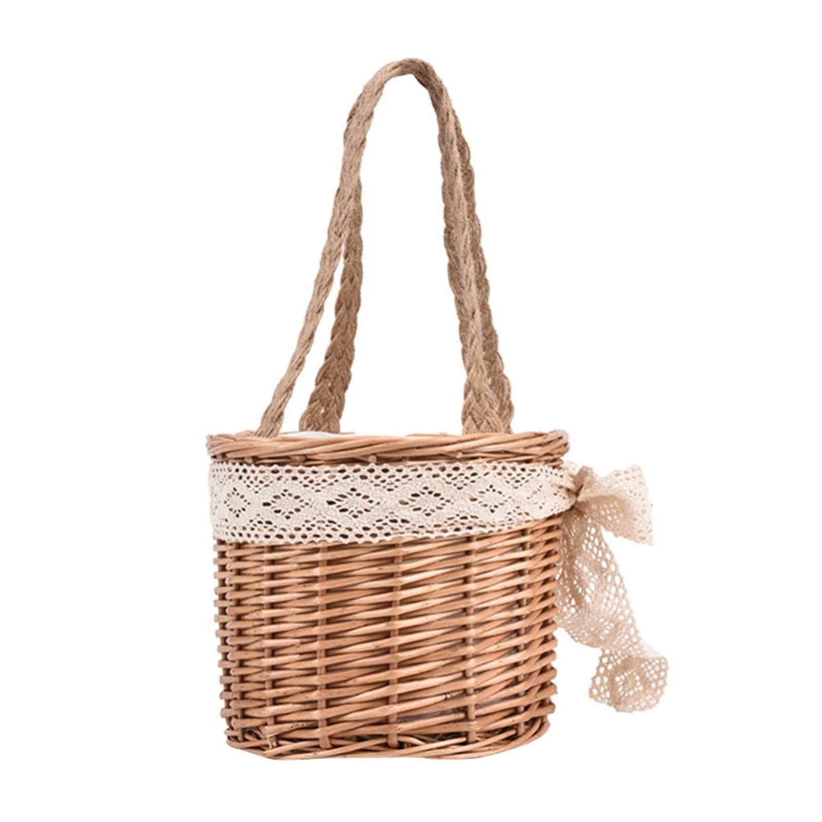 RE Hand Made Wicker Rattan Flower Basket Green Vine Pot Planter Hanging Vase Container Wall Plant Basket For Garden I.16177142