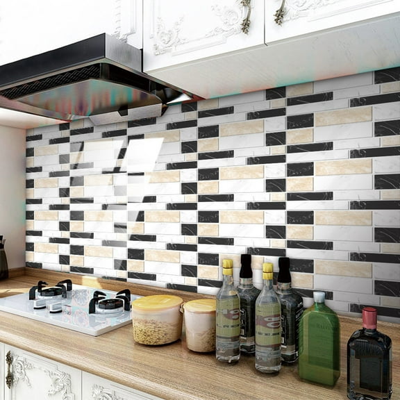 ZXNWN Clearance Sales Self Adhesive Peel and Stick Wallpaper 3D Stone Design Brick Wall Tile for Home Bathroom Kitchen Backsplash 12 Packs