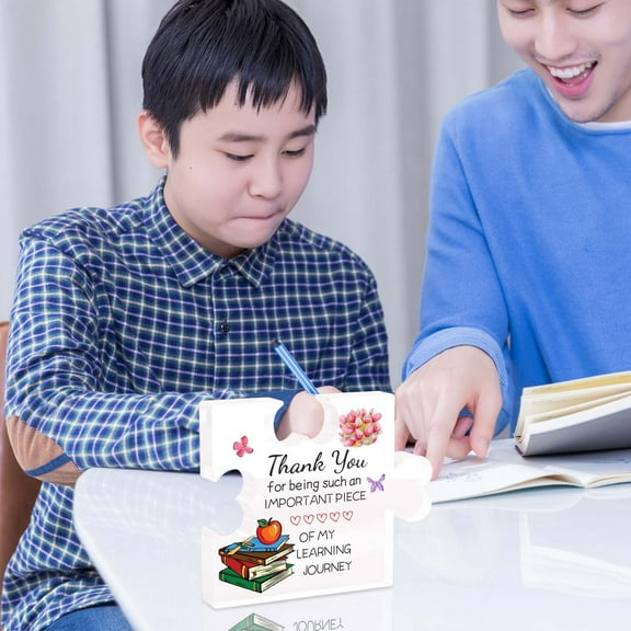 ZXNWN Clearance Teacher Appreciation Gifts for Women Men Thank You Engraved Acrylic Block Puzzle Heartwarming Teacher Gift Paperweights Cute Student Teacher Gifts Novelty Daycare Teacher G