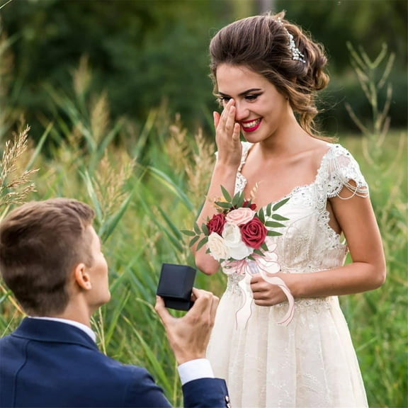 ZXNWN Sales Today Clearance Holding Flowers Wedding Flower Floral Decor Greenery Decor Reveal Flower Girl Bouquet Rose Outdoor Bridal Petals Bouquets Cute Faux Decoration Artificial Bouquet Plastic