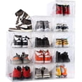 thumbnail image 1 of ZXNYH 12 Pack Shoe Storage Boxes, Shoe Box Clear Plastic Stackable, Drawer Type Front Opening Shoe Holder Containers(Transparent), 1 of 9