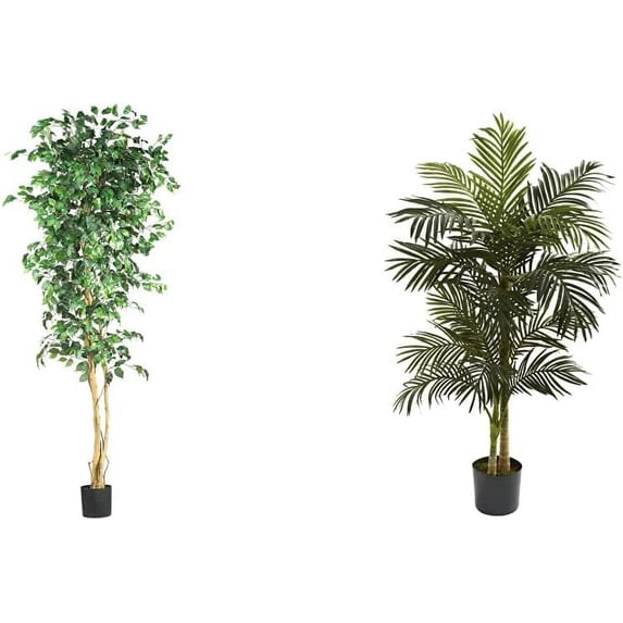 ZXNYH 3' Ficus Silk Artificial Trees, 36in, Green