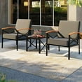 thumbnail image 1 of ZXNYH 3 Piece Metal Outdoor Patio Furniture Set, Modern Outdoor Metal Chairs Conversation Furniture Set with Coffee Table for Patio,Backyard,Balcony, Poolside (Dark Grey), 1 of 7