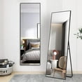 thumbnail image 1 of ZXNYH 36 * 24 Inch Wall Mirror, Metal Framed Arched Top Mounted Mirror for Vanity, Bedroom, Dressing Room, Bathroom, Fair Size and Modern Design, Black, 1 of 3