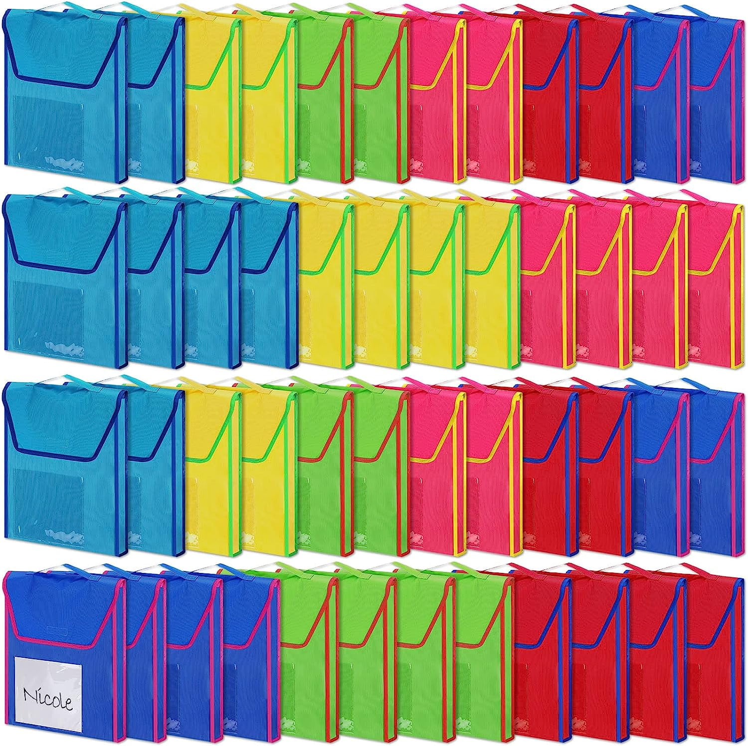 ZXNYH 72 Sets Book Bags for Classroom Bulk Book Buddy Bags Book Pouch Classroom Library Organization Reading Book Bag with 15 Pcs Name Tags for Kids Students School Office Supplies 15 x