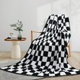 thumbnail image 1 of ZXNYH Black Checkered Blanket for Couch Knitted Grid Checkerboard Throw Soft Lightweight Cozy Decor Blanket for Bed Sofa Chair Plaid Throw for Travel Gift 90"x90", 1 of 2