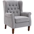 thumbnail image 1 of ZXNYH Button Tufted Wing Back Accent Chair, Thick Upholstered Arm Chair with Trim Rubber Wood Legs, Comfortable Mid-Century Sofa Chair Modern Reading Chair for Living Room and Bedroom (Beige), 1 of 6
