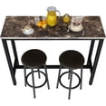 thumbnail image 1 of ZXNYH Dining Table Set, 39.4” Rectangle Pub Dining Set Kitchen Table Set Bar Table with Stools, 3-Piece Breakfast Table Set with Metal Frame for Kitchen Dining Room w/ 2 Chairs - White, 1 of 7