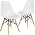 thumbnail image 1 of ZXNYH Elon Series White Plastic Chair with Wooden Legs, 1 of 7