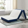 thumbnail image 1 of ZXNYH Folding Mattress, Tri-fold Memory Foam Mattress Topper with Washable Cover, 4-Inch, Twin XL Size, Play Mat, Foldable Bed, Guest beds, Camp Portable Bed, Blue, 38"*78"*4", 1 of 5