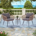 thumbnail image 1 of ZXNYH Folding Patio Dining, Weather Small Wicker Outdoor Table and Chair Set, Garden PatioFurniture w/Umbrella, 4 FoldingChairs for Lawn, Deck, Backyard, C-Brown, 1 of 8
