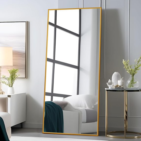 ZXNYH Full Length Mirror 65"x22" Sleek Arched-Top Floor Mirror Bedroom Dressing Mirror Arched Wall Mirror Standing Leaning Hanging (Black)