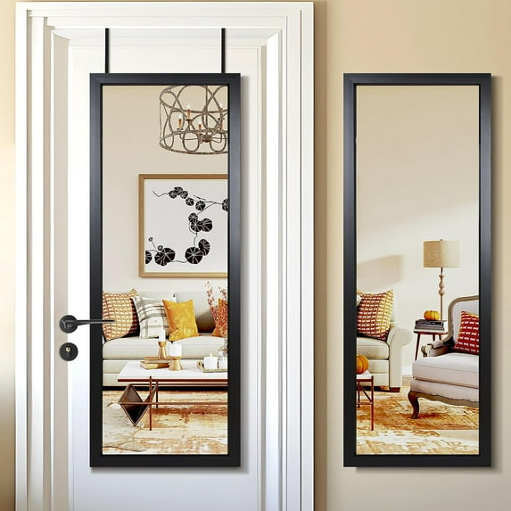 ZXNYH Full Length Mirror 65"x22" Sleek Arched-Top Floor Mirror Bedroom Dressing Mirror Arched Wall Mirror Standing Leaning Hanging (Black)