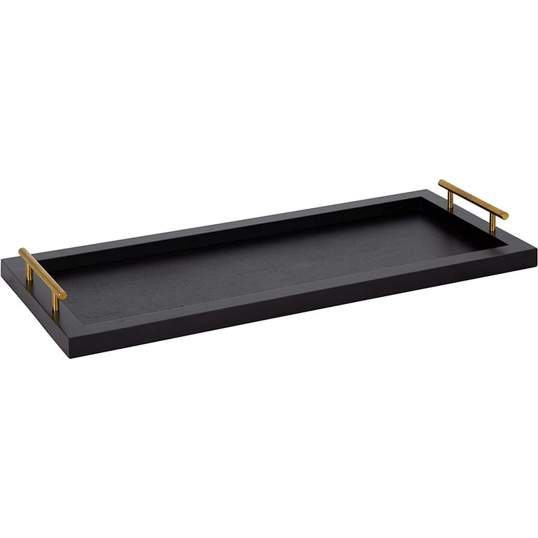 ZXNYH Halsey Narrow Rectangle Decorative Wooden Tray with Polished