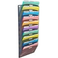 thumbnail image 1 of ZXNYH Mesh Wall File Organizer, 10 Tier Vertical Mount Hanging File Sorter. Multipurpose Display Rack Includes 18, 3rd Cut PocketFile Clear Document Folder Project Pockets (Black), 1 of 5