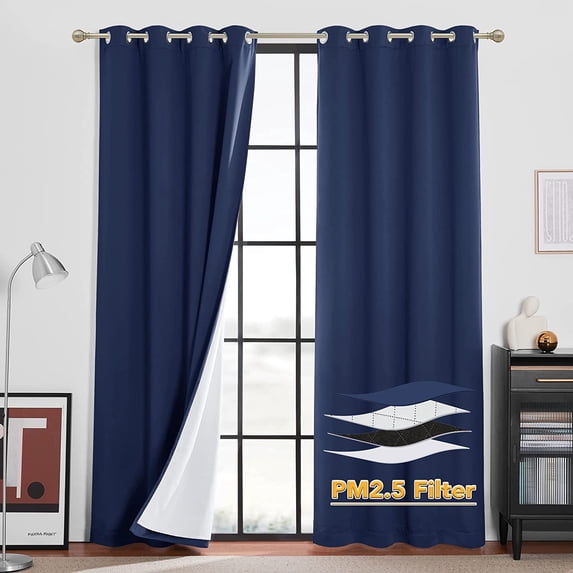 ZXNYH Noise Cancelling Curtains - 3 Layers Blackout Curtains Grommet Privacy Thermal Insulated Window Drapes for Living Room Wall Panels Studio Bedroom, 52 x 84 inches, Biscotti Beige, 2 Pcs