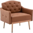 thumbnail image 1 of ZXNYH Velvet Accent Chair with Arms for Living Room, Modern Tufted Single Sofa Armchair with Gold Metal Legs Upholstered Reading Club Chair for Bedroom Office Decorative (Green - Velvet), 1 of 6