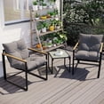 thumbnail image 1 of ZXRLHX 3 Piece Outdoor Accent Sling Chairs Set Balcony Apartment Furniture Set (Gray), for Porch, Indoor, 1 of 8