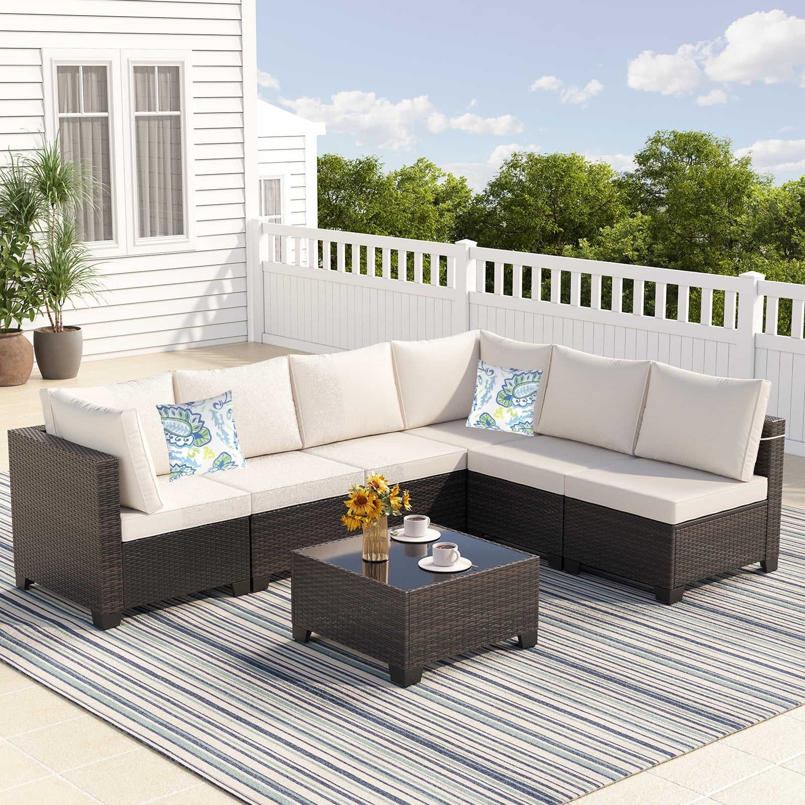 AECOJOY 7-Pc Patio Sofa Set, Metal Garden Conversation